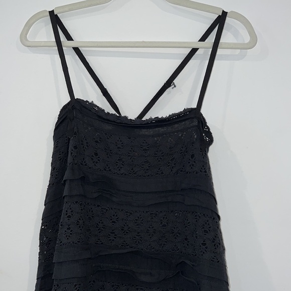 Free People Black Shailee slip mini dress with cami straps pleated hem sz Small - Picture 5 of 16